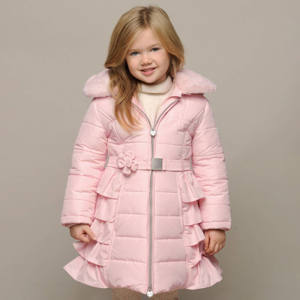 Le Chic Girls Pink Puffer Coat