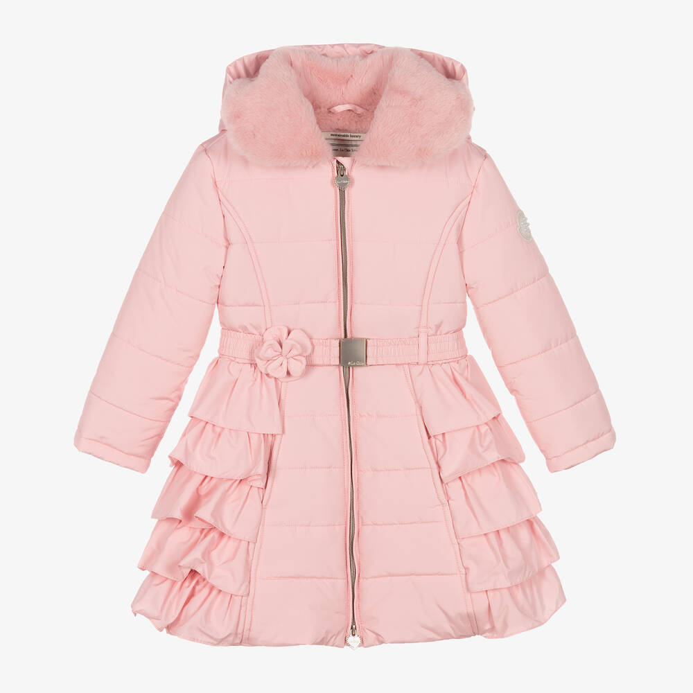 Le Chic-معطف بافر هودي لون زهري للبنات | Childrensalon Outlet