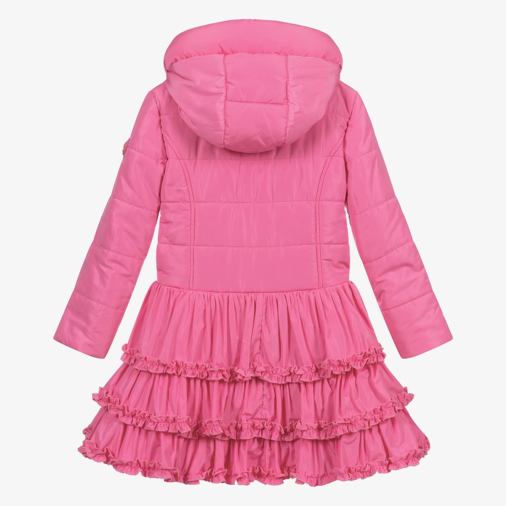 Le Chic-Girls Pink Puffer Ruffle Coat | Childrensalon Outlet