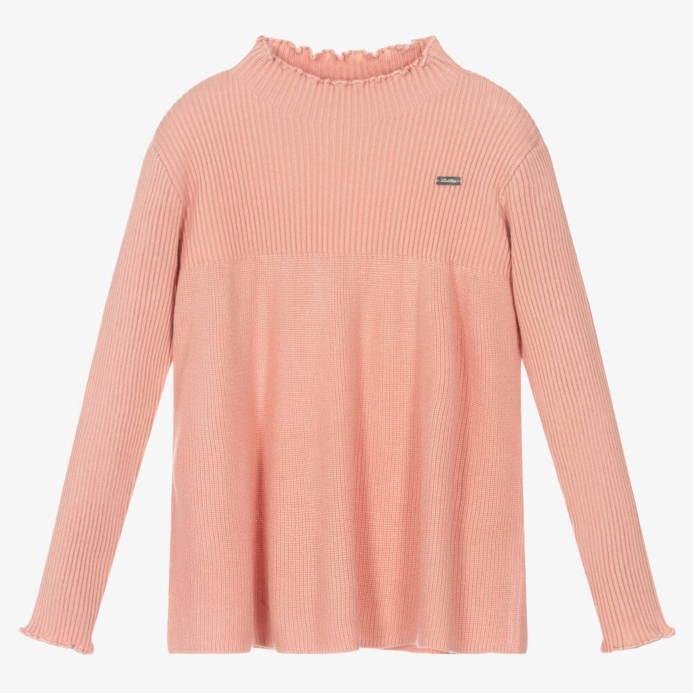 Le Chic - Girls Pink Ribbed Knit Sweater | Childrensalon