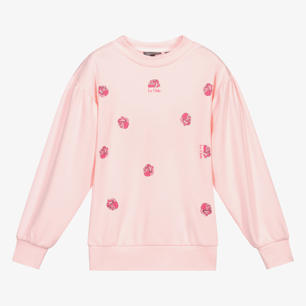 Le Chic - Girls Pink Roses Sweatshirt | Childrensalon