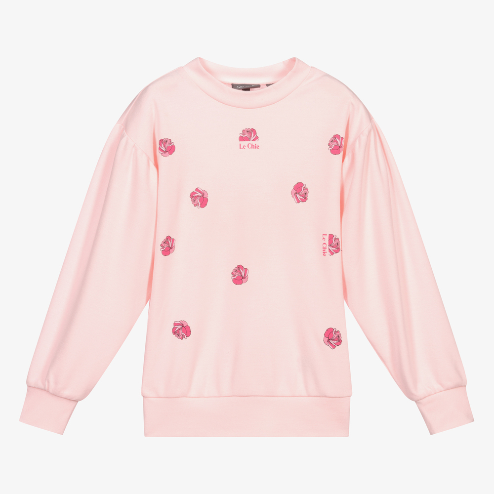 Le Chic - Sweat rose Roses Fille | Childrensalon