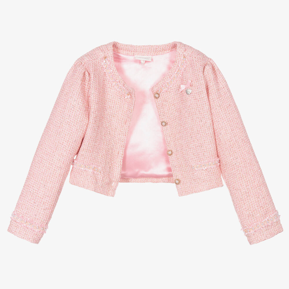 Le Chic Girls Pink Sequin Tweed Jacket