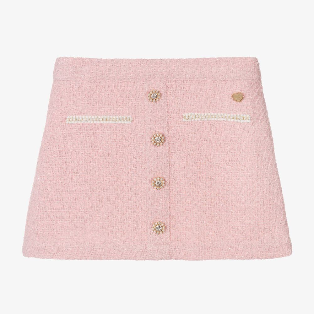 Le Chic-Girls Pink Shimmery Tweed Skirt | Childrensalon Outlet