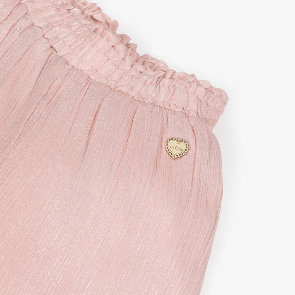 Le Chic-Girls Pink Shimmery Wide Leg Trousers | Childrensalon Outlet