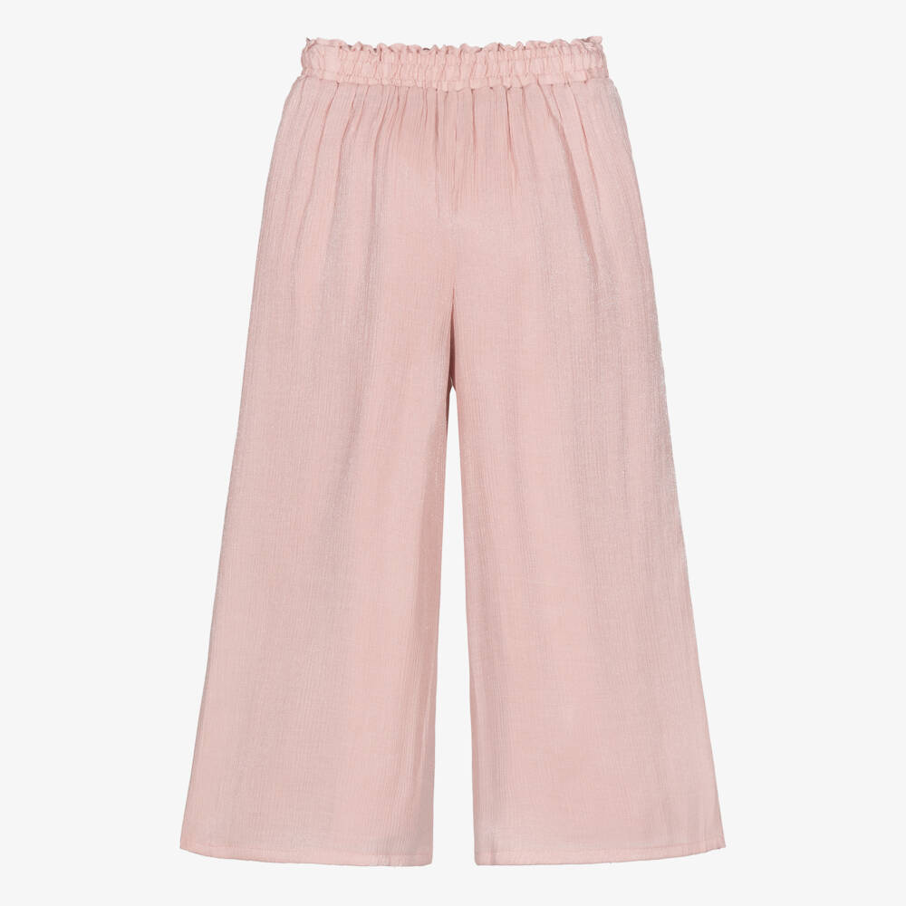 Le Chic-Girls Pink Shimmery Wide Leg Trousers | Childrensalon Outlet