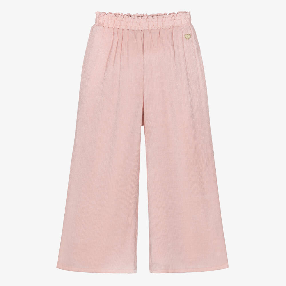 Le Chic-Girls Pink Shimmery Wide Leg Trousers | Childrensalon Outlet