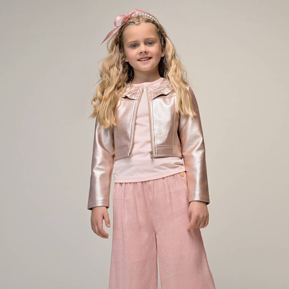 Le Chic-Girls Pink Shimmery Wide Leg Trousers | Childrensalon Outlet