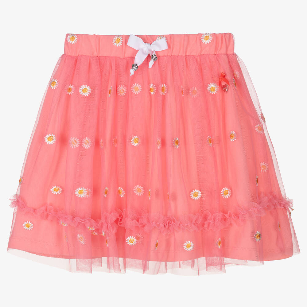 Le Chic - Girls Pink Tulle Daisy Skirt | Childrensalon
