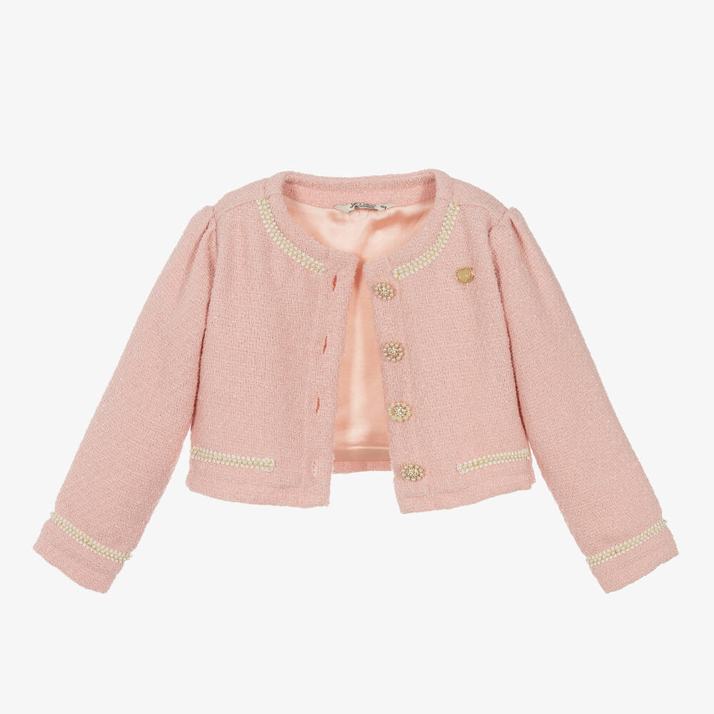 Le Chic - Girls Pink Tweed Jacket | Childrensalon Outlet