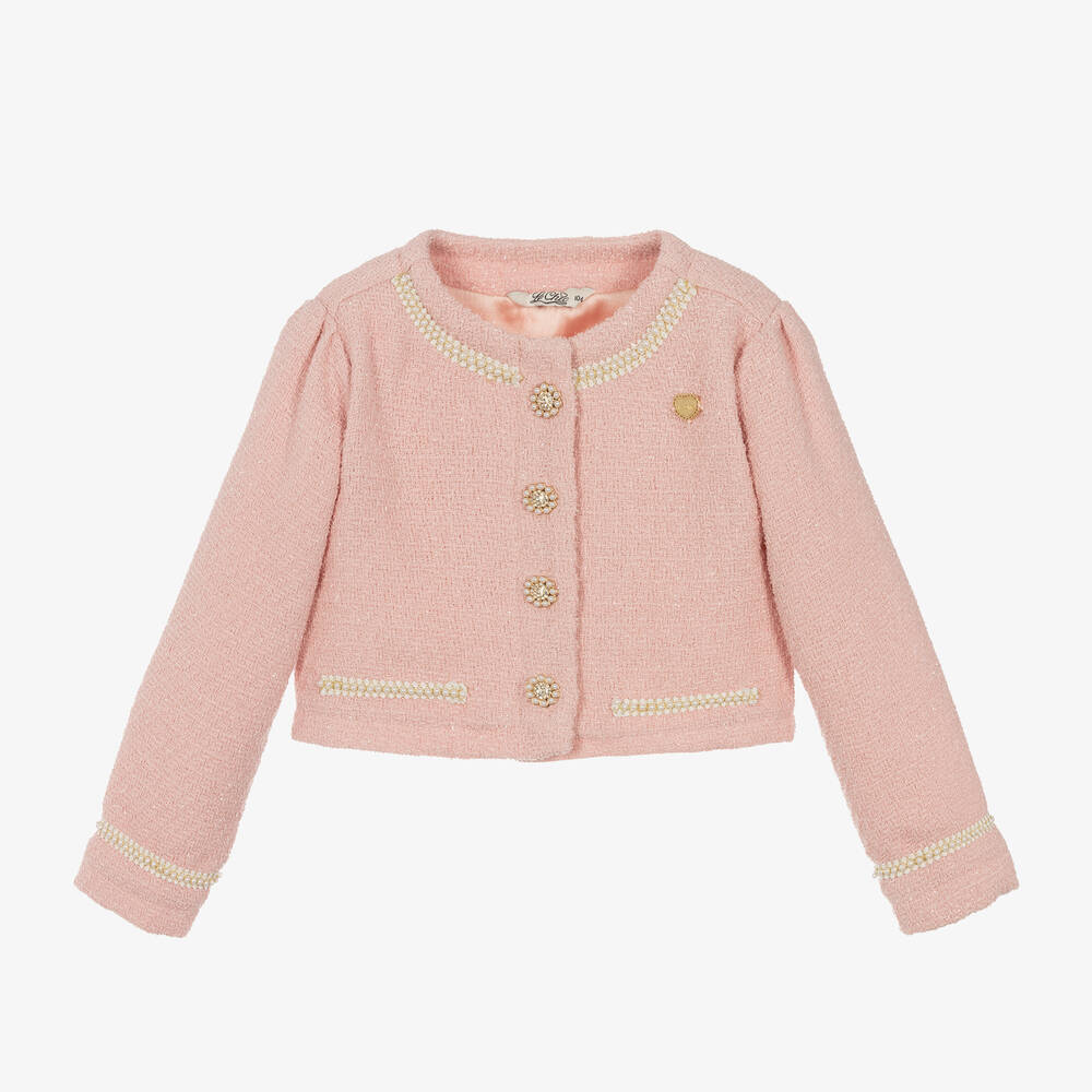 Le Chic-Girls Pink Tweed Jacket | Childrensalon Outlet