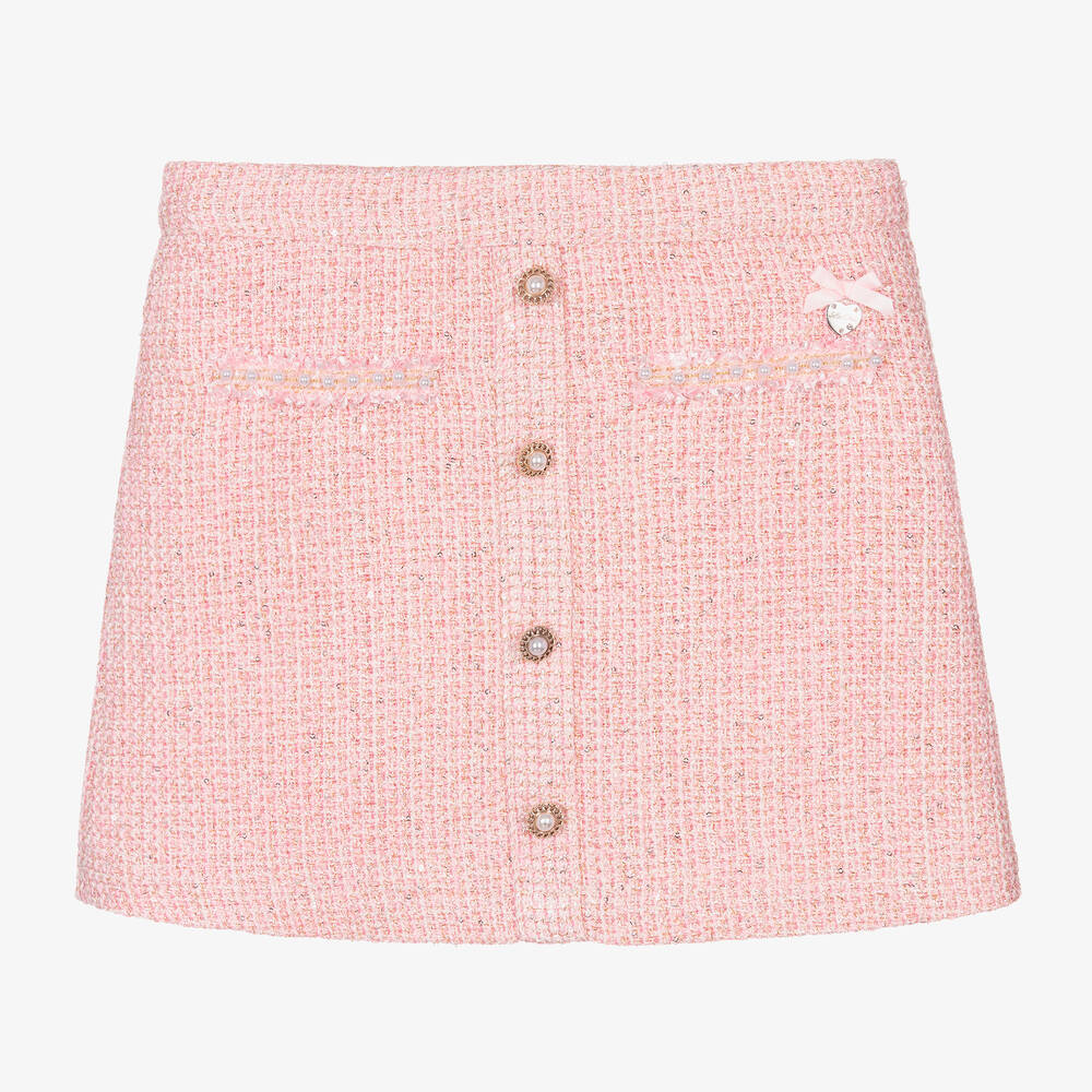 Pink tweed skirt cheap