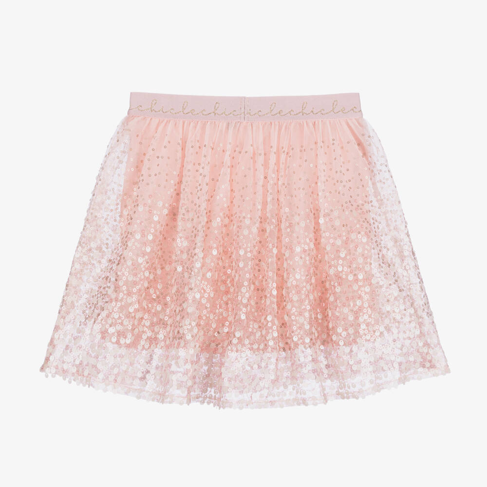 Le Chic-Girls Rose Tulle Sequin Skirt | Childrensalon Outlet