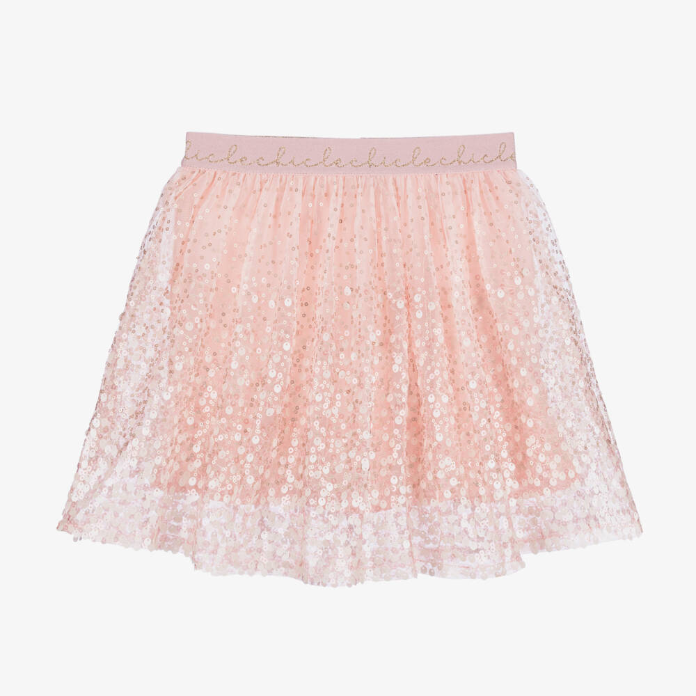 Le Chic-Girls Rose Tulle Sequin Skirt | Childrensalon Outlet