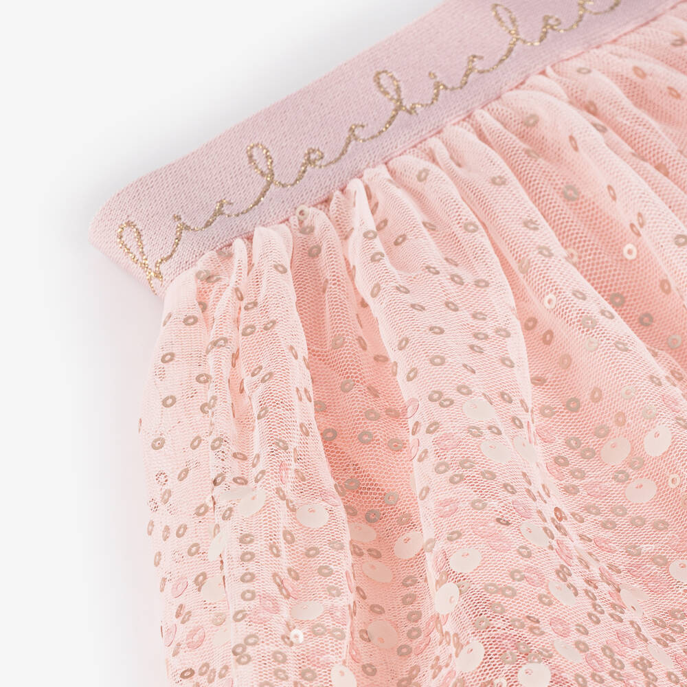 Le Chic-Girls Rose Tulle Sequin Skirt | Childrensalon Outlet