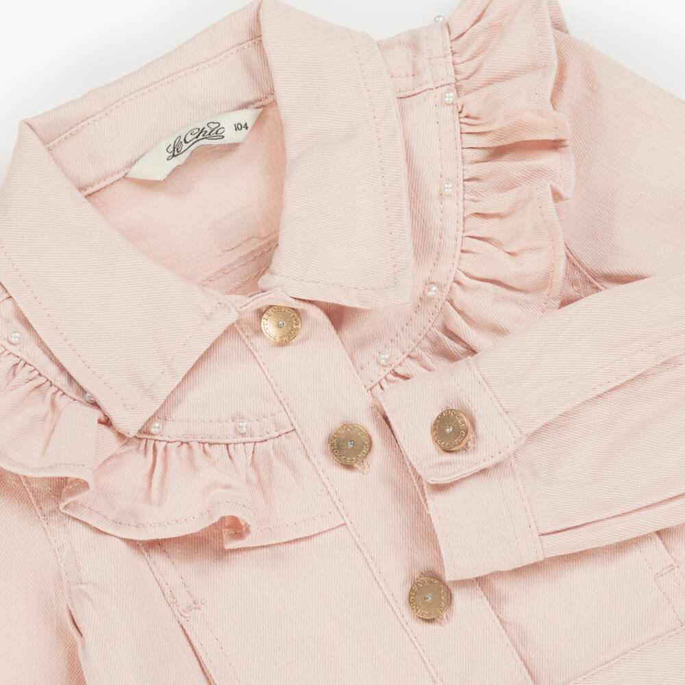 Le Chic-Girls Rosy Frill Denim Jacket | Childrensalon Outlet