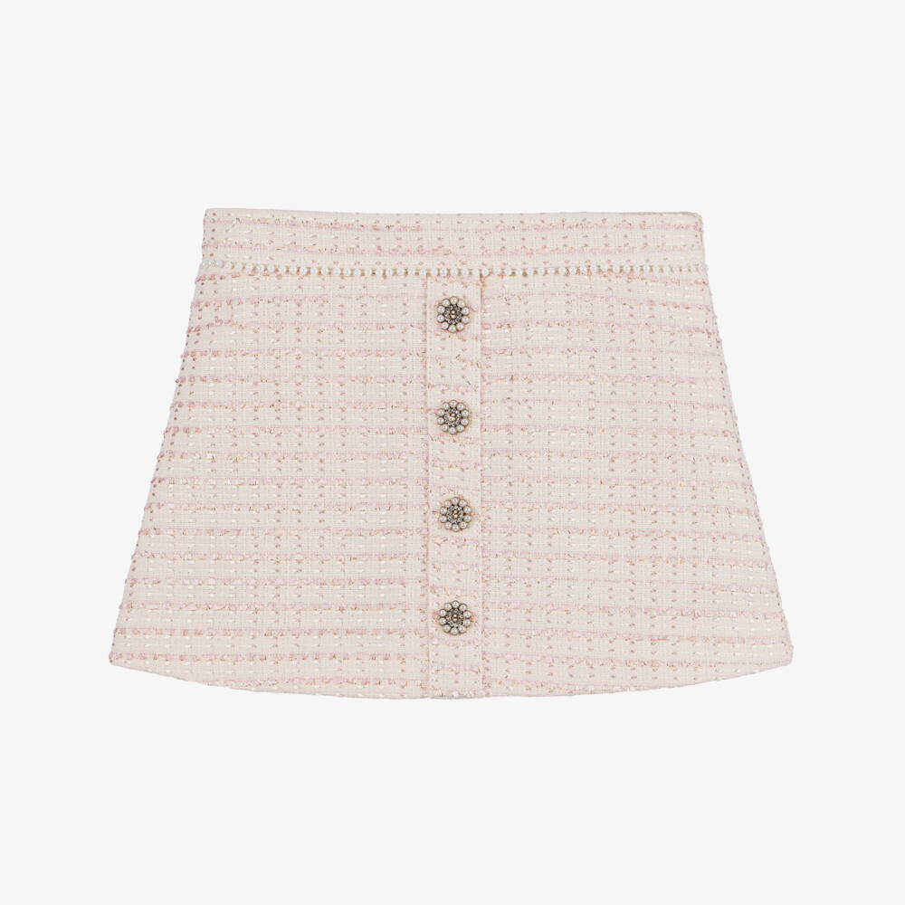 Le Chic-Юбка А-силуэта из розового твида для девочек | Childrensalon Outlet