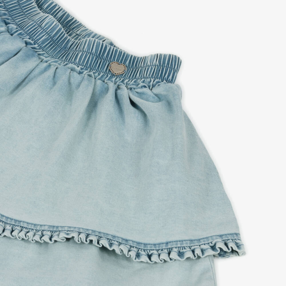 Le Chic-Girls Ruffled Indigo Denim Skirt | Childrensalon Outlet