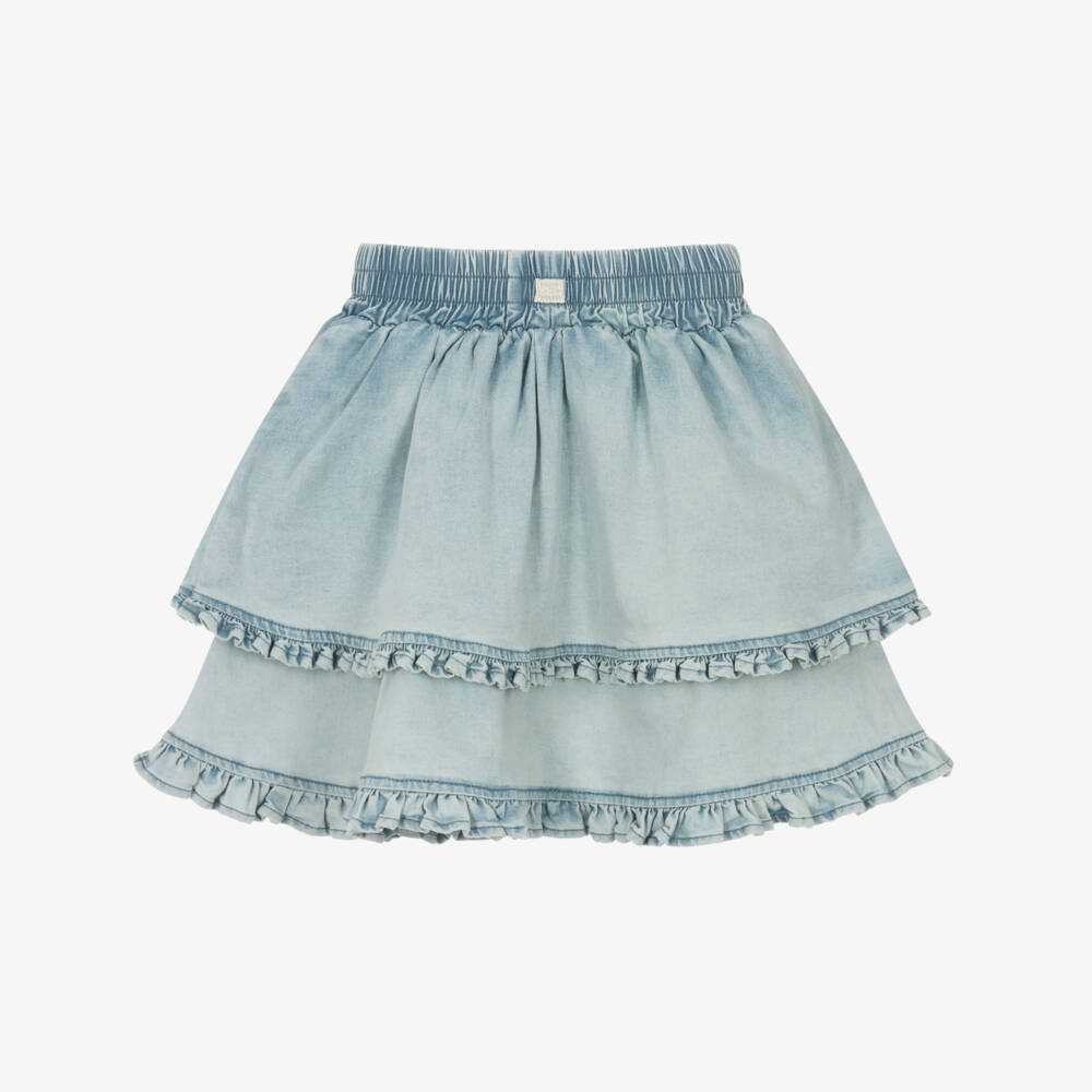 Le Chic-Girls Ruffled Indigo Denim Skirt | Childrensalon Outlet