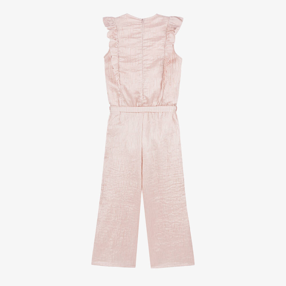 Le Chic-Girls Ruffled Pink Satin Romper | Childrensalon Outlet
