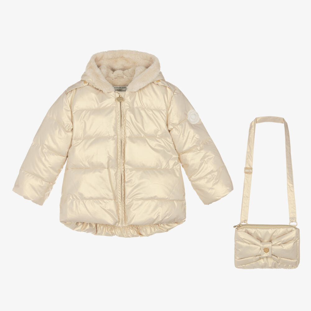 Le Chic-Girls Shimmering Gold Hooded Coat Set | Childrensalon Outlet