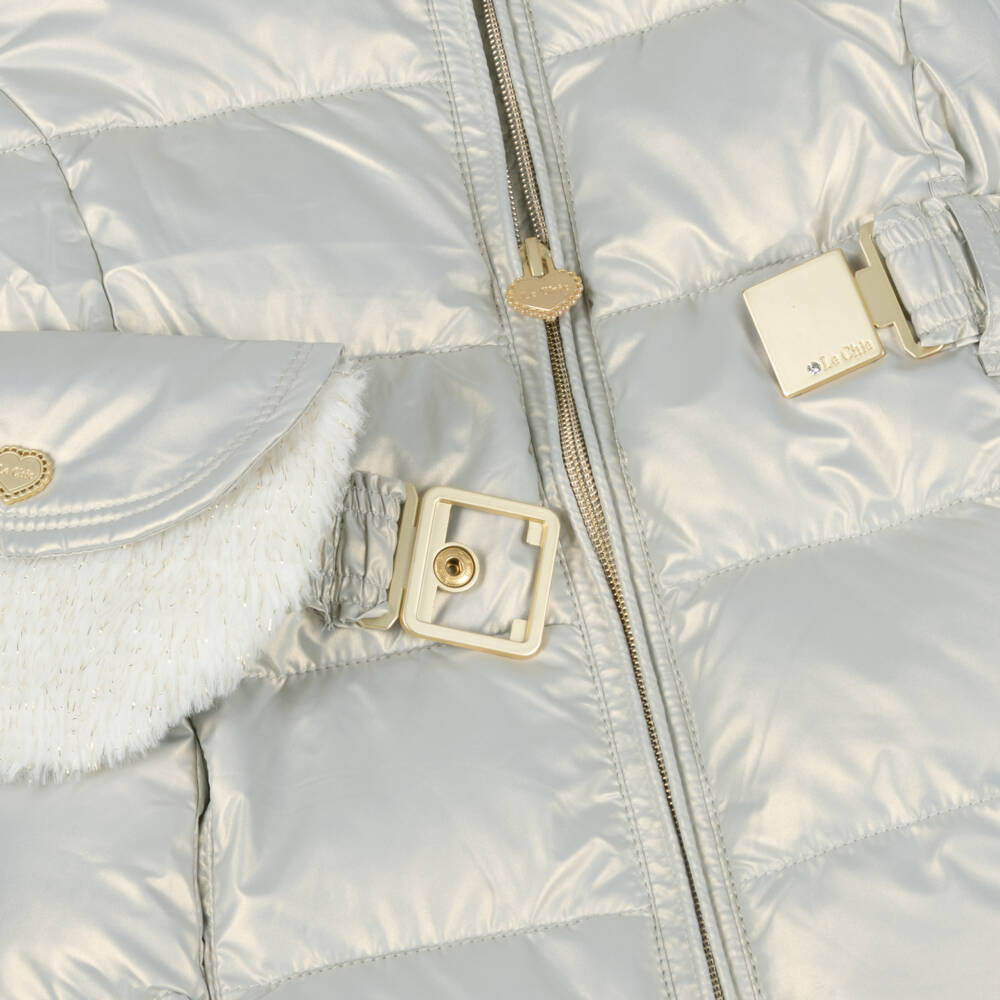 Le Chic-Girls Silver Quilted Coat and Bag | Childrensalon Outlet