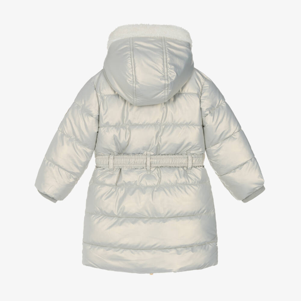 Le Chic-Girls Silver Quilted Coat and Bag | Childrensalon Outlet