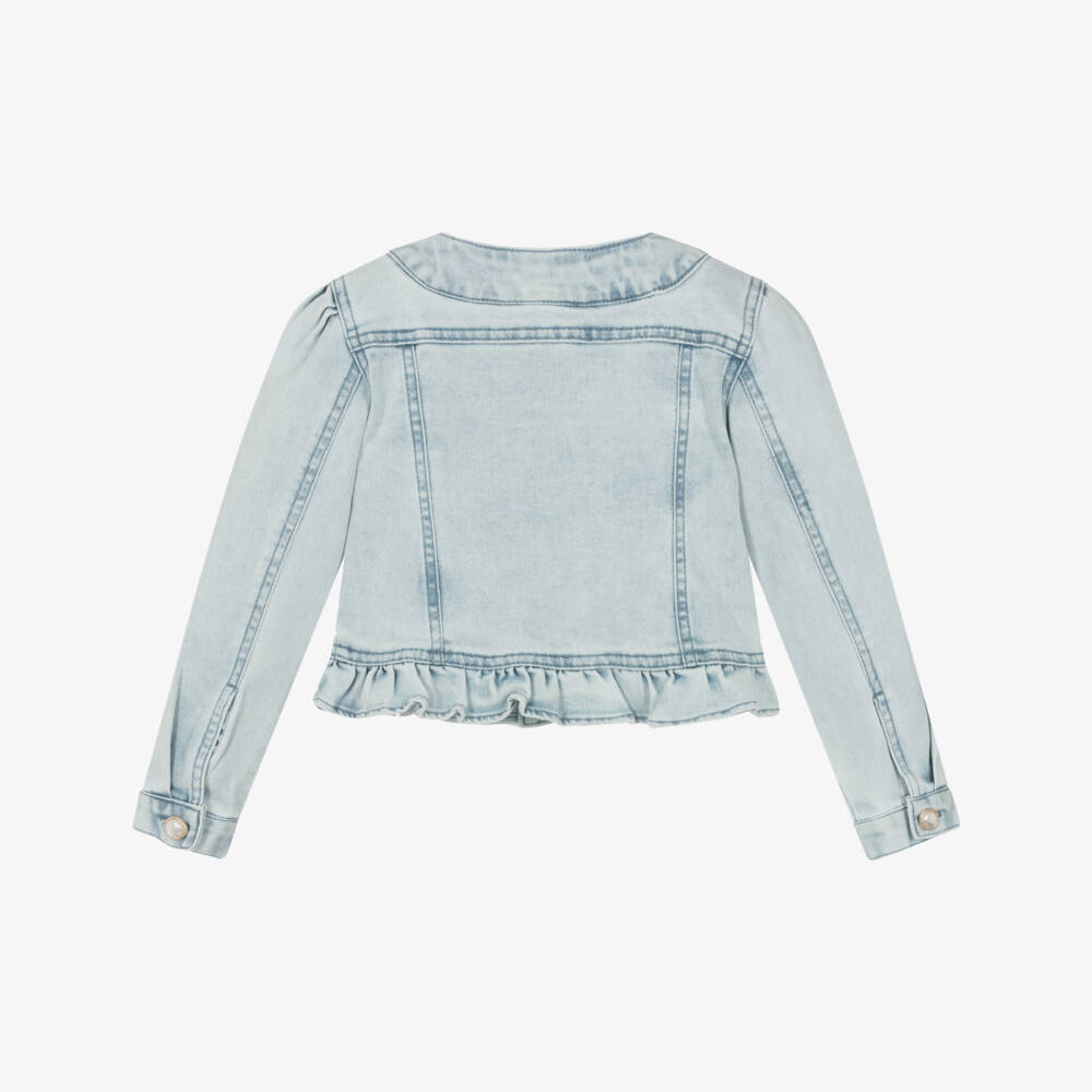Le Chic-Girls Sky Blue Peplum Denim Jacket | Childrensalon Outlet