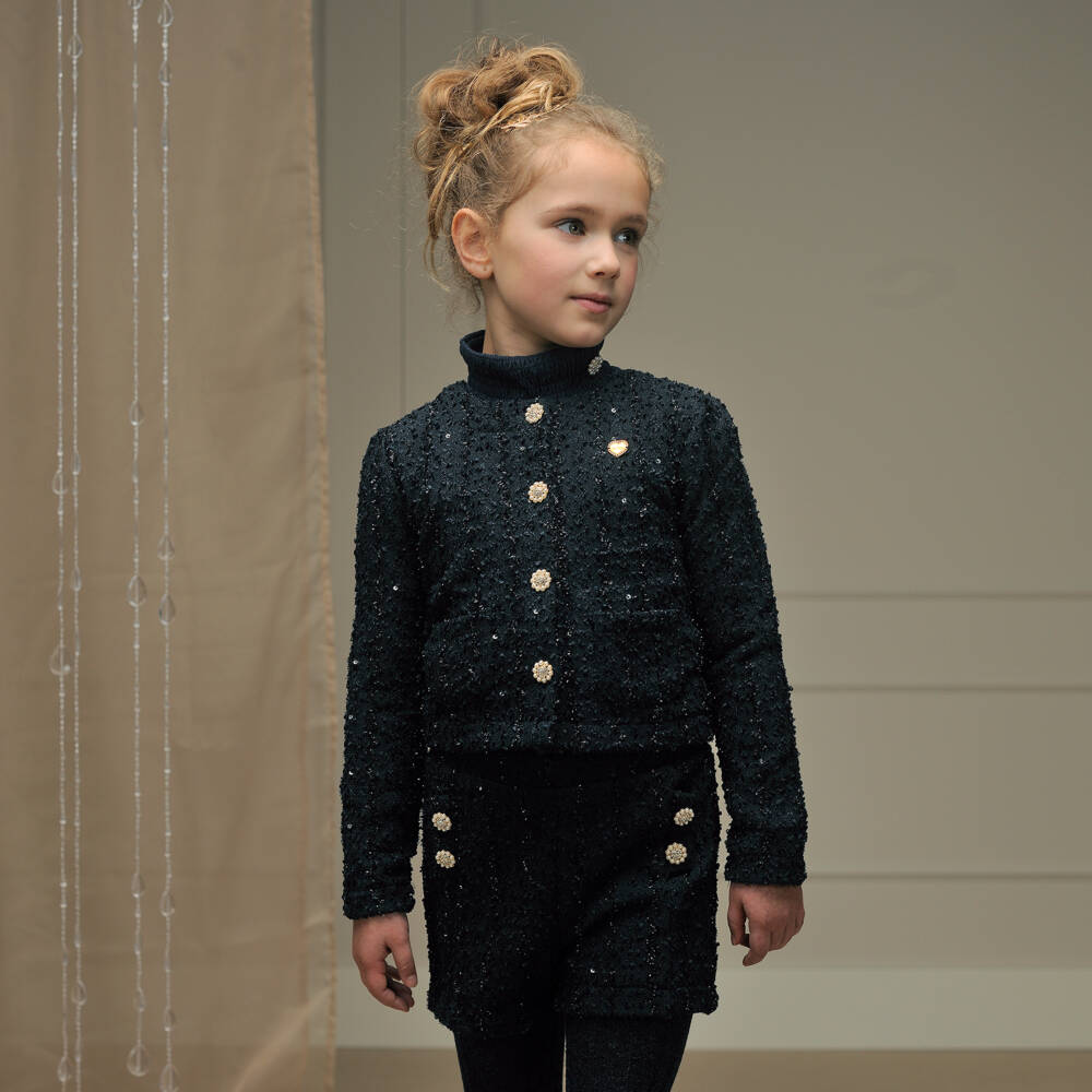 Le Chic-Girls Sparkling Navy Sequinned Shorts | Childrensalon Outlet