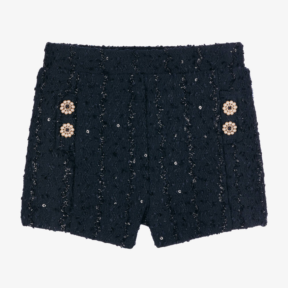 Le Chic-Girls Sparkling Navy Sequinned Shorts | Childrensalon Outlet