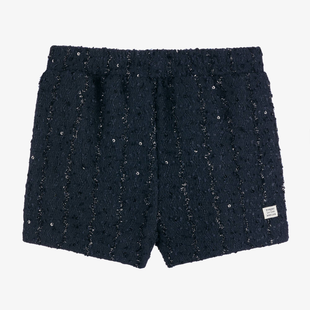Le Chic-Girls Sparkling Navy Sequinned Shorts | Childrensalon Outlet