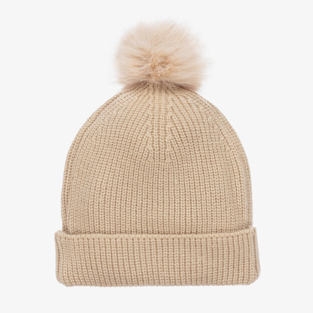 Le Chic-طقم قبعة وسكارف مزيج أكريليك محبوك لون بيج | Childrensalon Outlet
