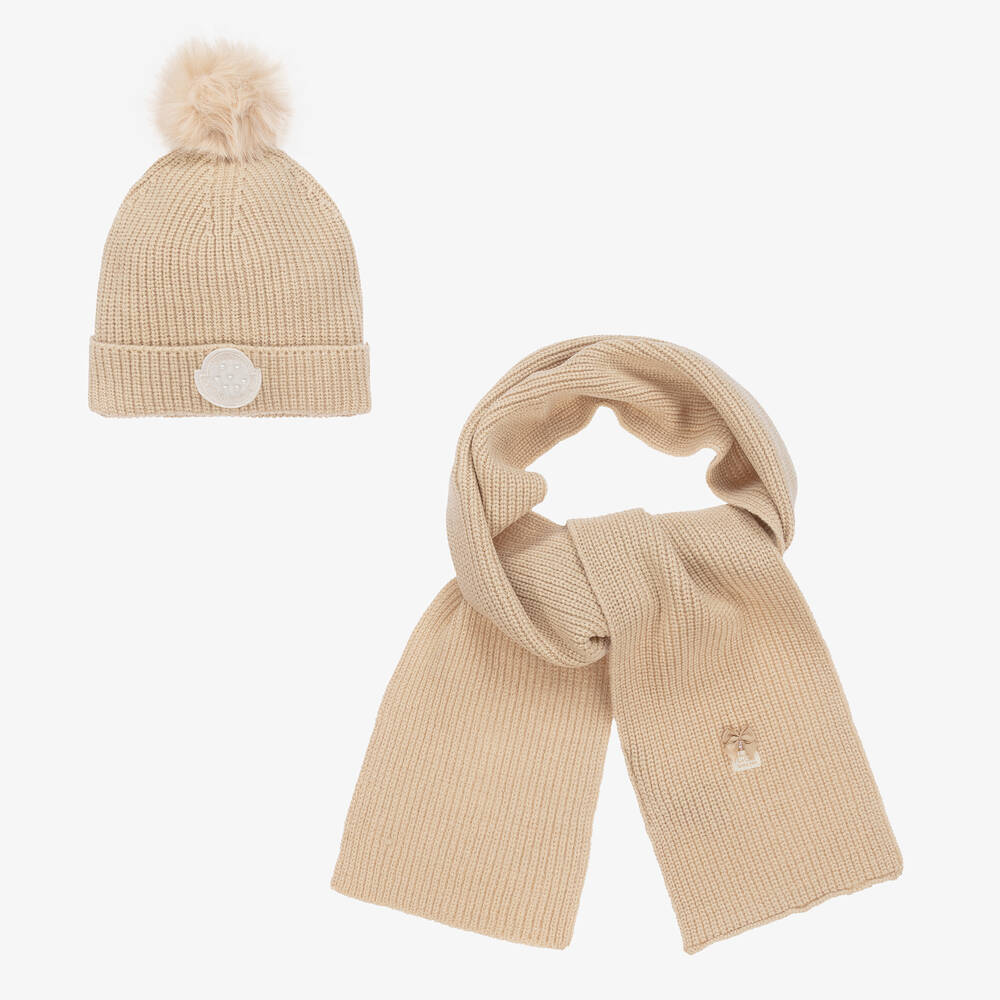 Le Chic - Ensemble bonnet et écharpe beige | Childrensalon