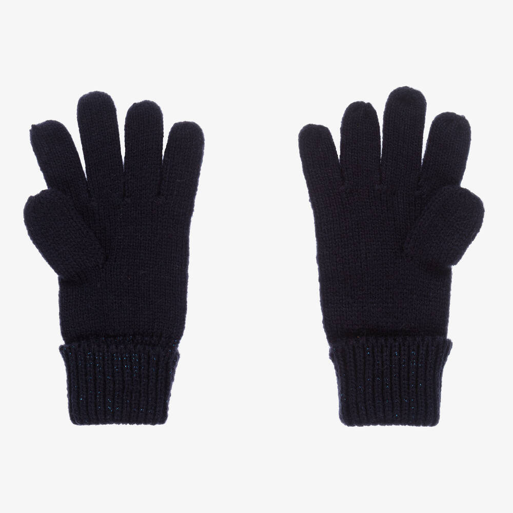 Le Chic-Синие вязаные перчатки с блестками | Childrensalon Outlet