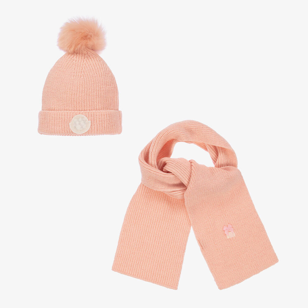 Le Chic - Girls Sparkly Pink Hat & Scarf Set | Childrensalon