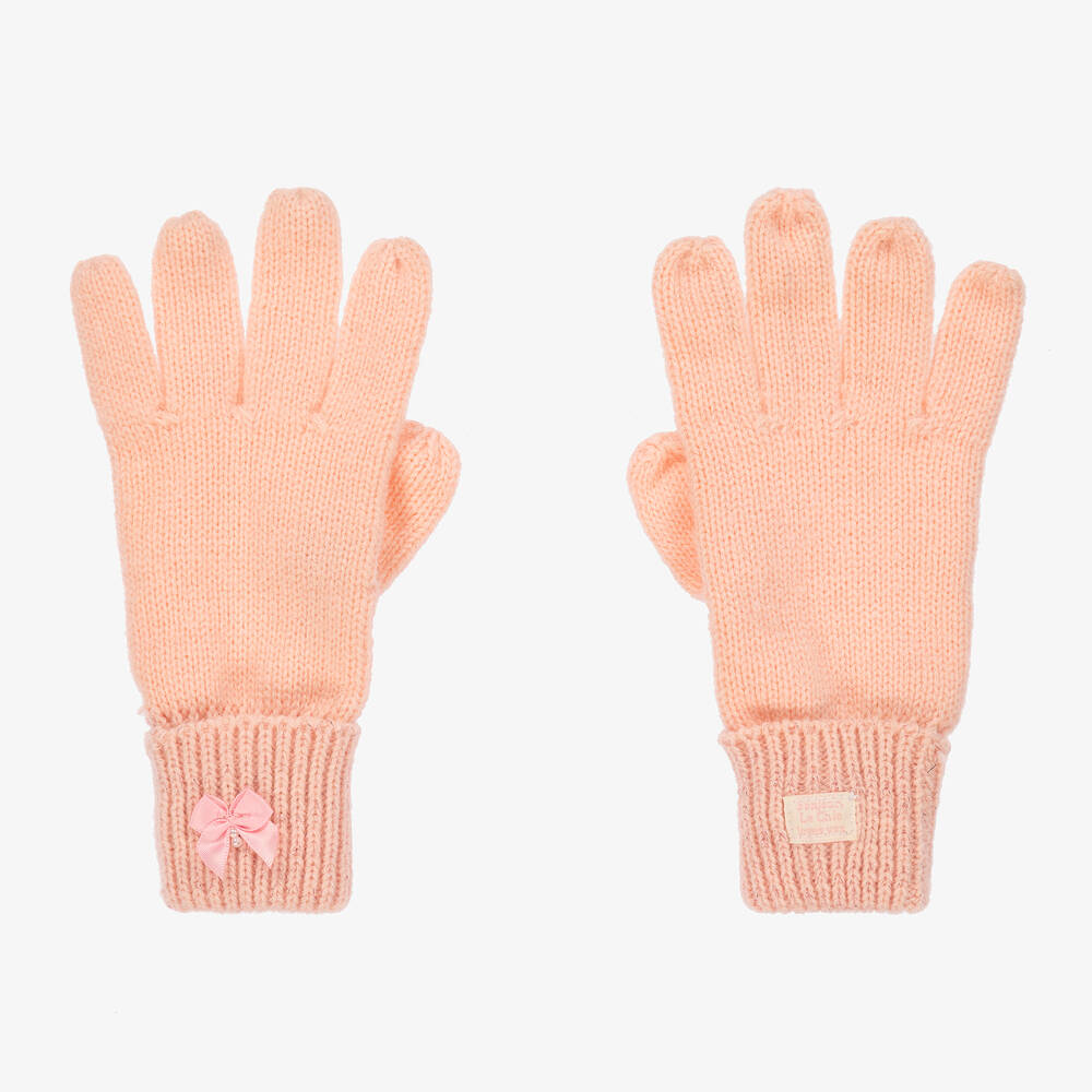 Le Chic - Girls Sparkly Pink Knitted Gloves  | Childrensalon