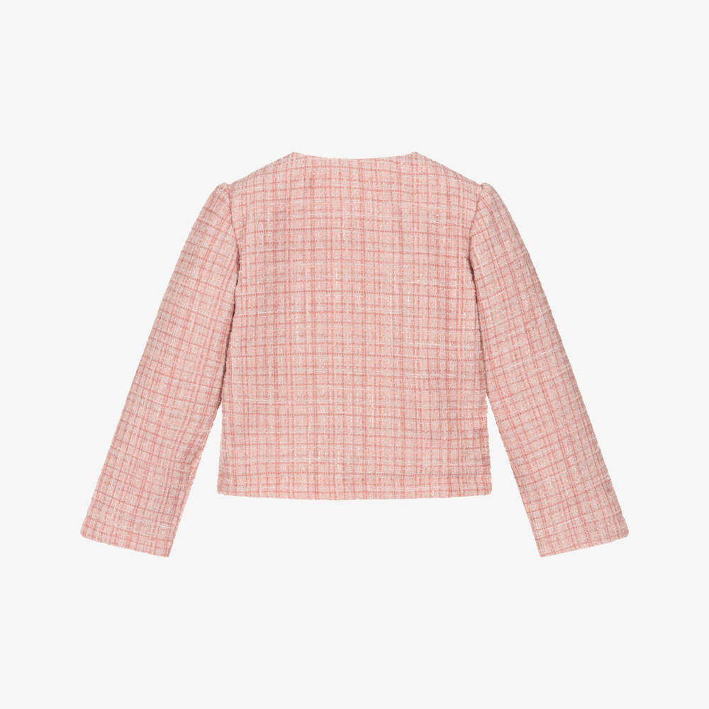 Le Chic-Girls Sparkly Pink Tweed Jacket with Diamanté Buttons | Childrensalon Outlet