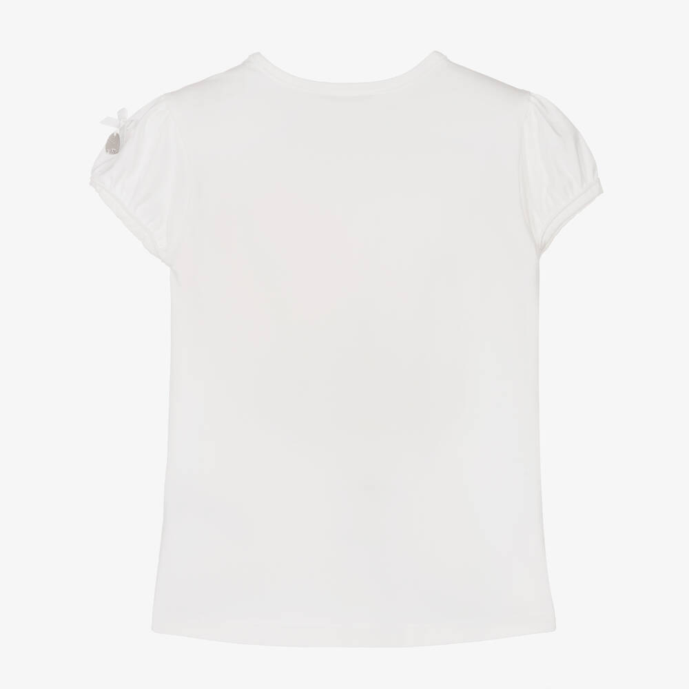 Le Chic-Girls White Cotton Daisy T-Shirt | Childrensalon Outlet