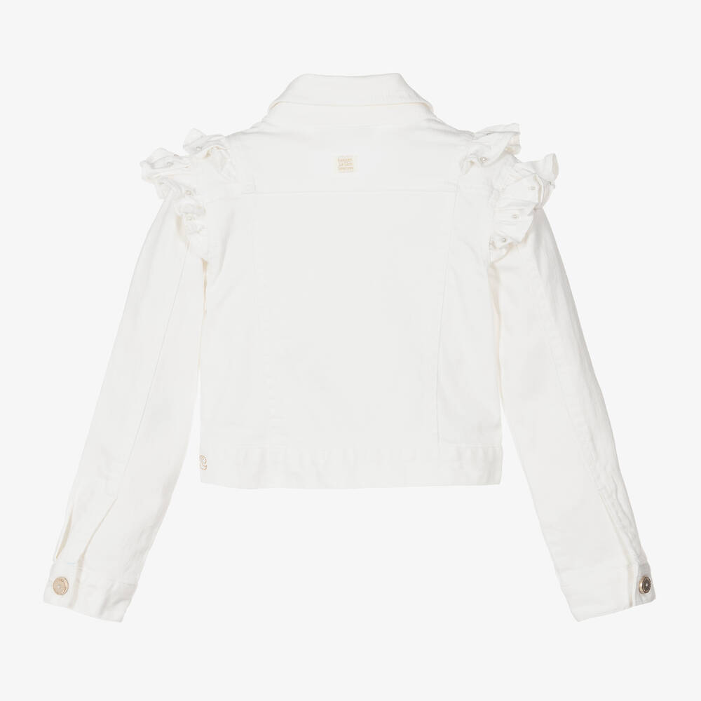 Le Chic-Girls White Ruffle Denim Jacket | Childrensalon Outlet