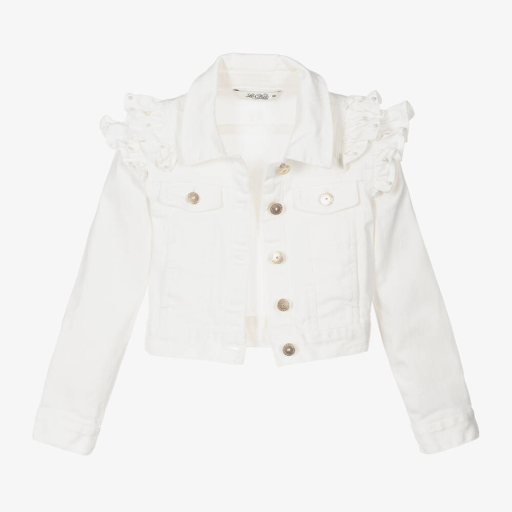 White ruffle jacket hot sale