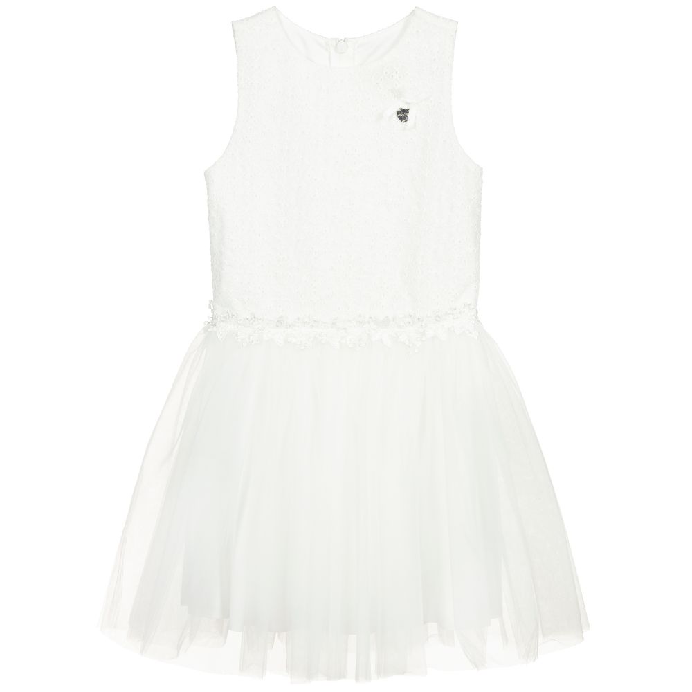 Le Chic - Girls White Tulle Dress  | Childrensalon