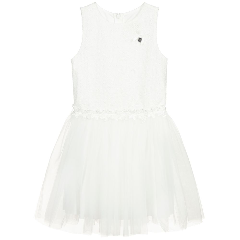 Le Chic - Robe blanche en tulle Fille  | Childrensalon