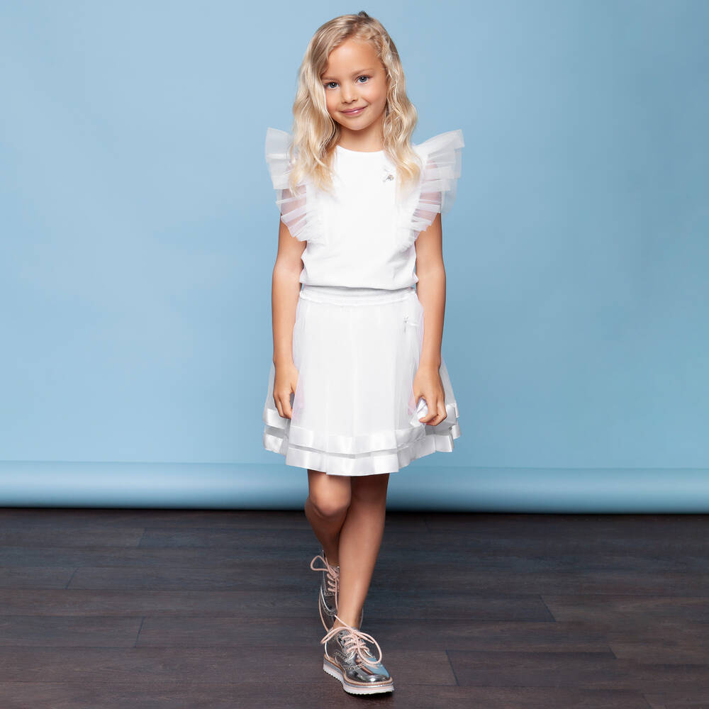 Le Chic-Girls White Tulle Skirt  | Childrensalon Outlet