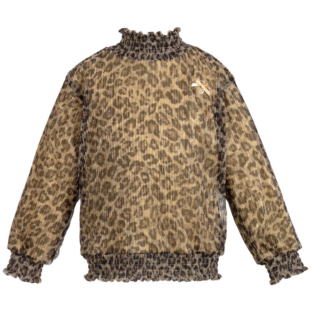 Le Chic - Gold Leopard Chiffon Blouse | Childrensalon