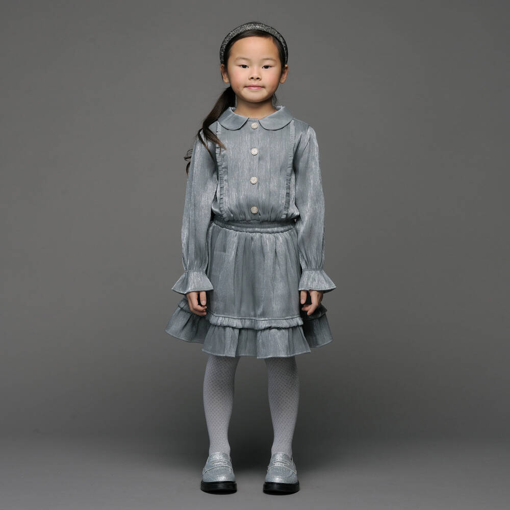 Le Chic-Grey Silky Ls Dress | Childrensalon Outlet