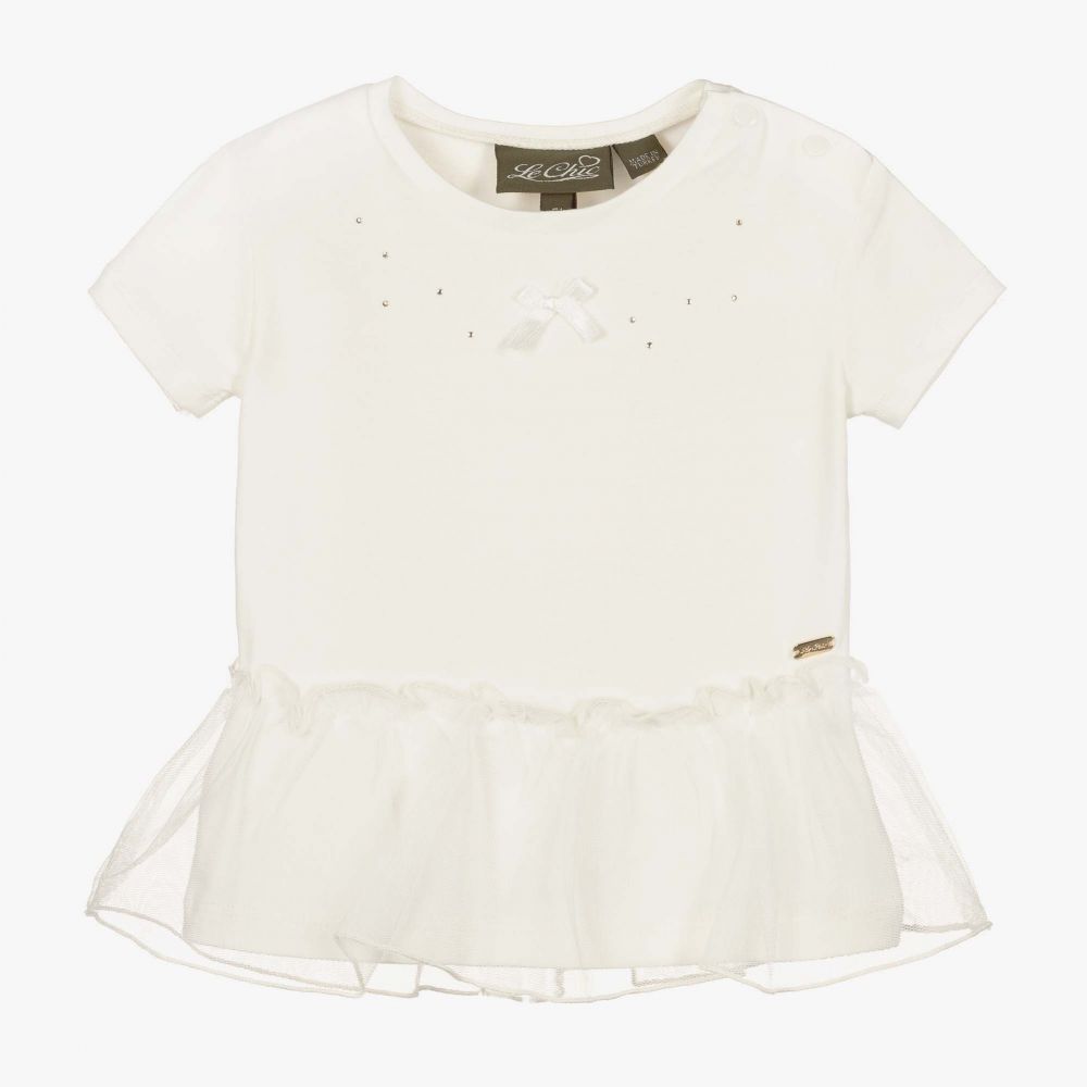 Le Chic - T-shirt ivoire en coton bio | Childrensalon