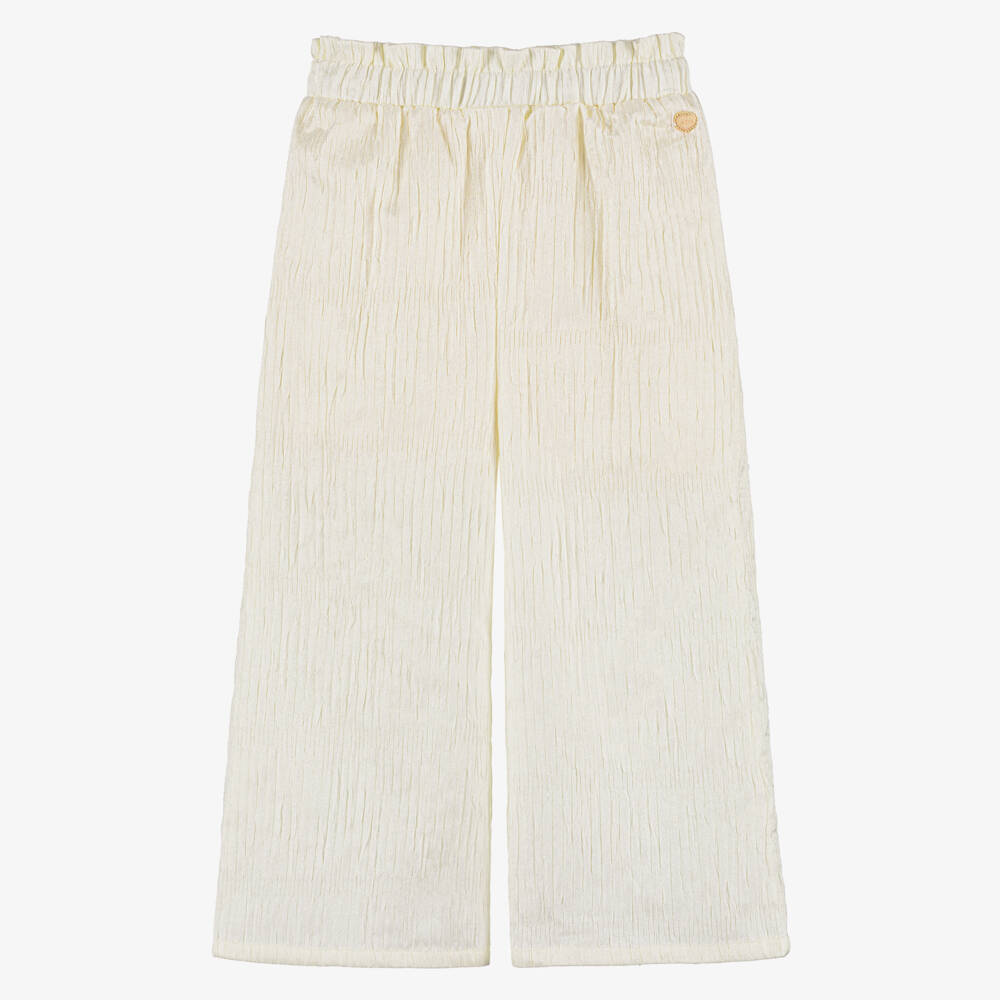 Le Chic-Ivory Satin Elegance Girls Pants | Childrensalon Outlet