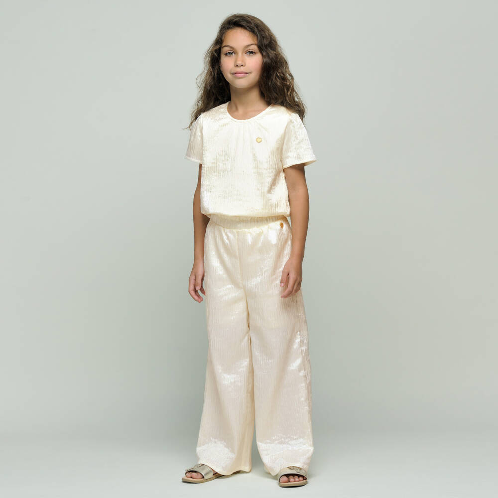 Le Chic-Ivory Satin Elegance Girls Pants | Childrensalon Outlet