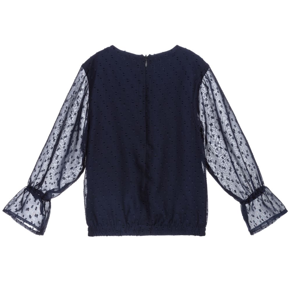 Le Chic-Navy Blue Chiffon Blouse  | Childrensalon Outlet