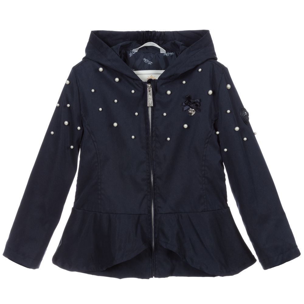 Le Chic - Navy Blue Hooded Jacket  | Childrensalon